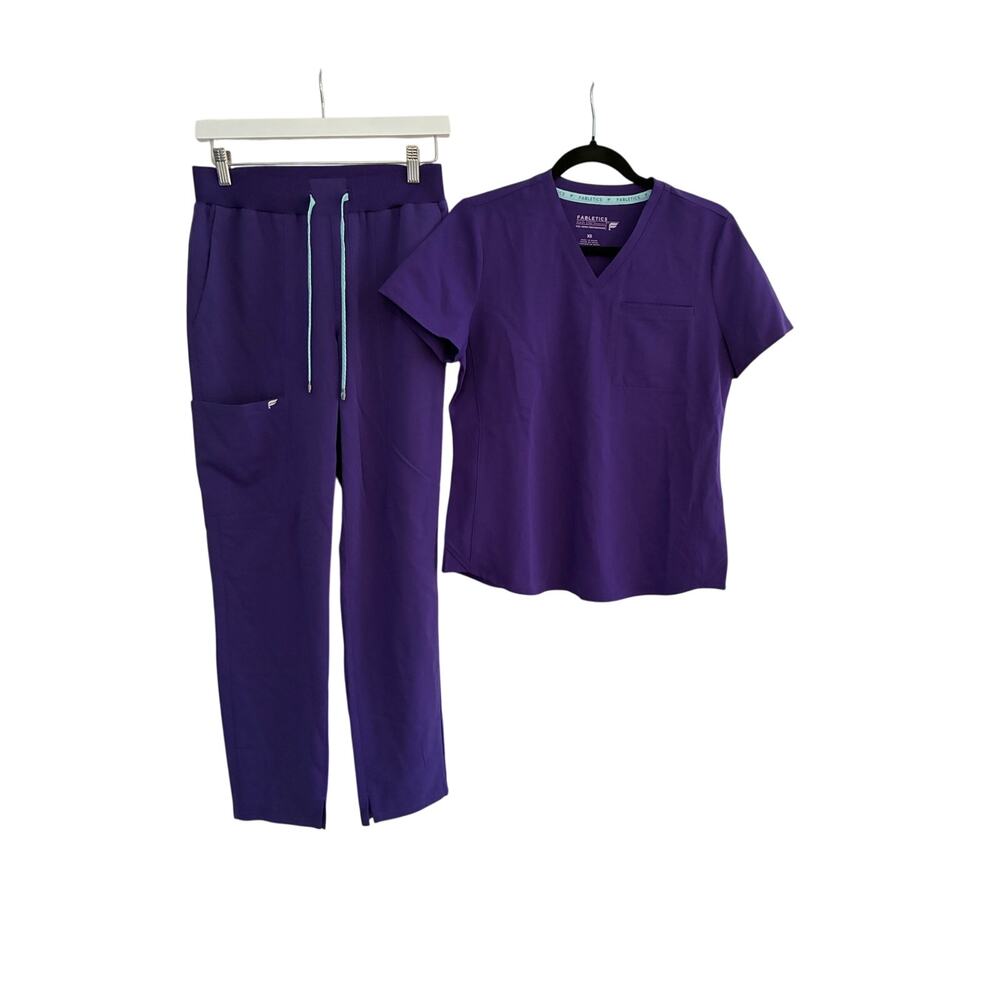 Fabletics NWOT XS Ultra Violet Ion Scrub Pant & XS 1 Pocket Scrub Top READ